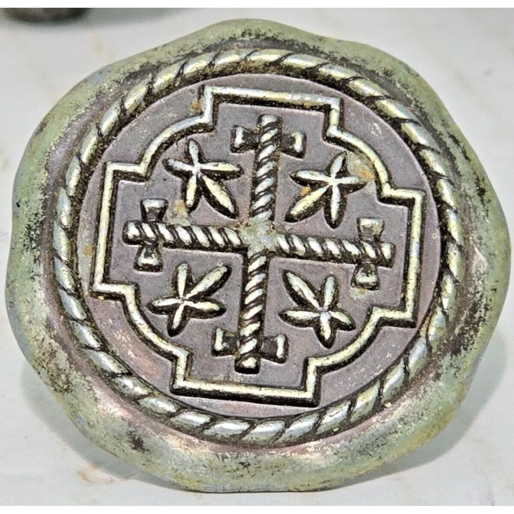 4 Vintage National Lock Antique Gold 1-1/2" Rope Braid Furniture Knob 63-3469 - Picture 13 of 14